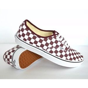 burgundy vans checkered